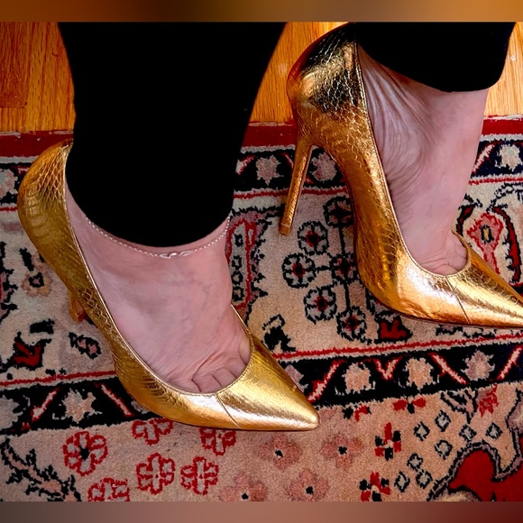 Glamorous KORS MICHAEL KORS Gold Shoes with Snakeskin effect leather Size 7 - Picture 5 of 13